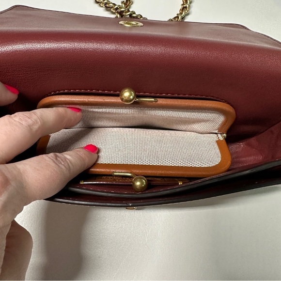 Coach Ladies Dinky Crystal Pink Leather Chain Strap Crossbody Bag Nude Pink - Picture 6 of 14